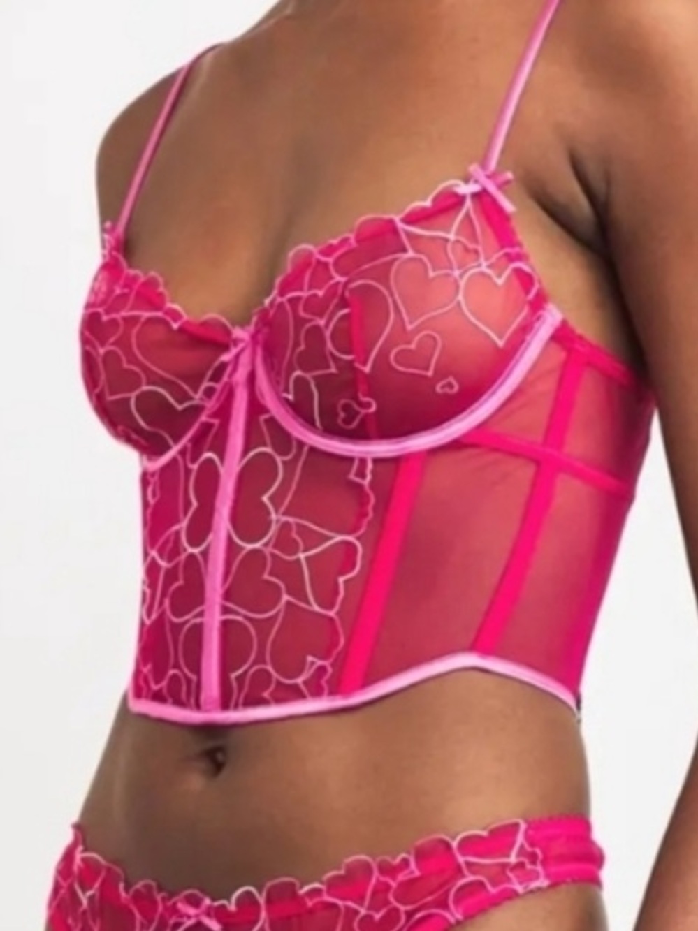 SKIMS tulle embroidered hearts Longline Bra Top - Picture 2 of 6